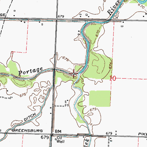 Topographic Map of Bull Creek, OH