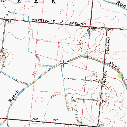 Topographic Map of Bull Creek, OH