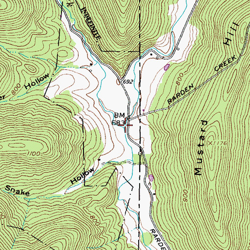 Topographic Map of Bull Run, OH