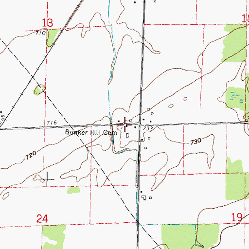 Topographic Map of Bunker Hill Cemetery, OH