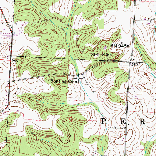 Topographic Map of Bunting Cemetery, OH