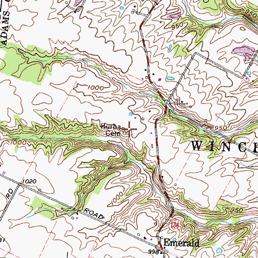 Topographic Map of Burba Cemetery, OH