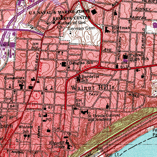 Topographic Map of Burdette School (historical), OH