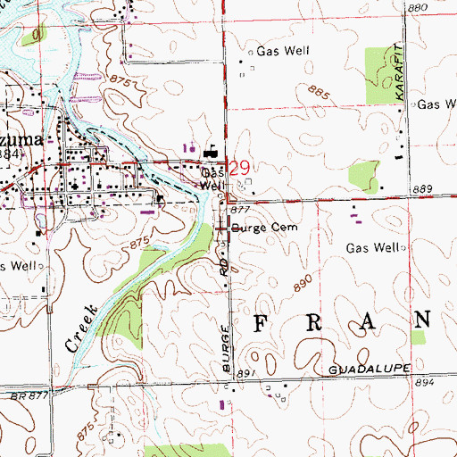 Topographic Map of Burge Cemetery, OH