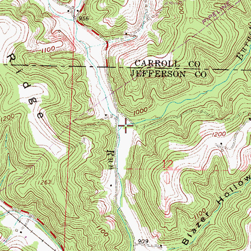 Topographic Map of Burgett Run, OH