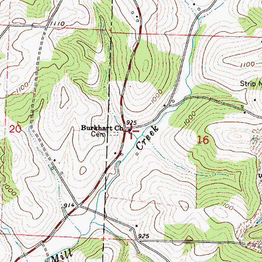 Topographic Map of Burkhart Church, OH