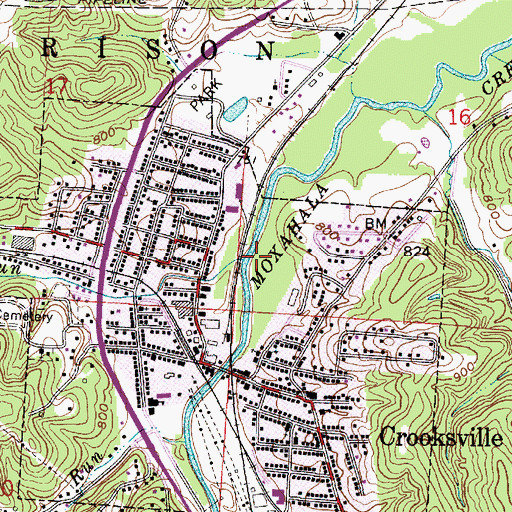 Topographic Map of Burley Run, OH