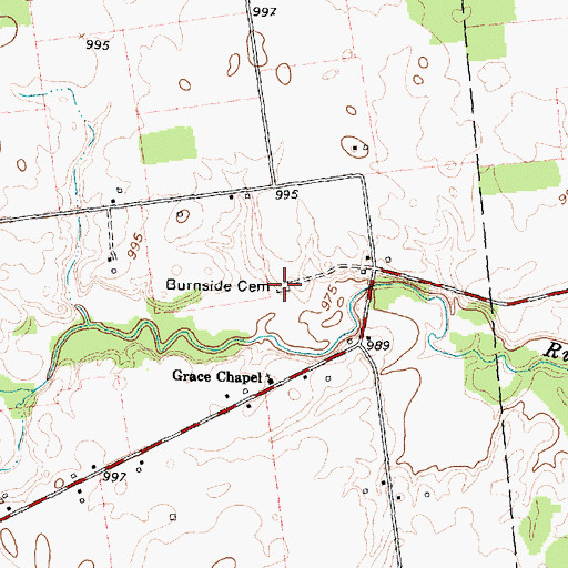 Topographic Map of Burnside Cemetery, OH