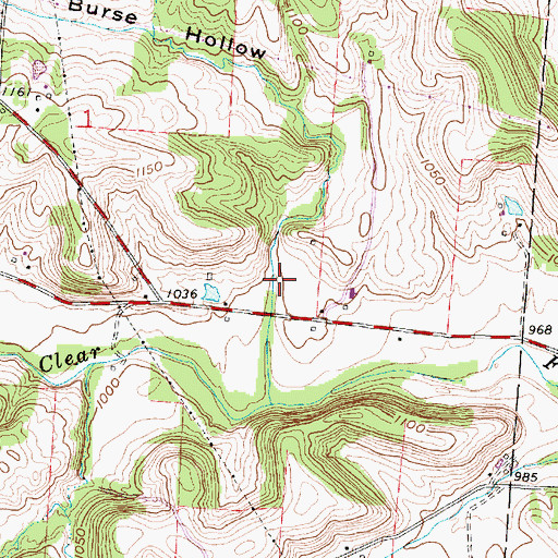 Topographic Map of Burse Hollow, OH