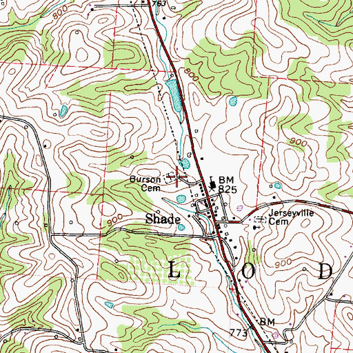 Topographic Map of Burson Cemetery, OH