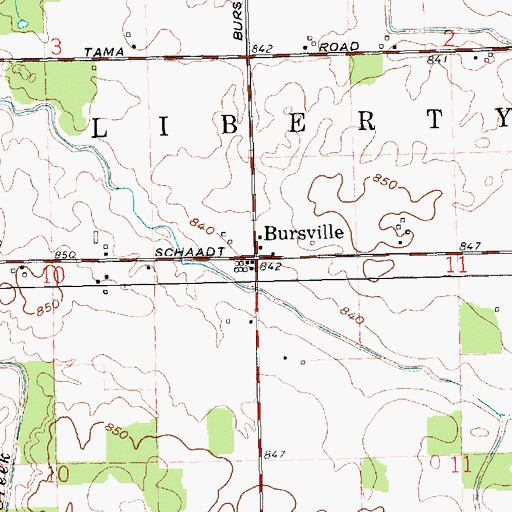 Topographic Map of Bursville, OH