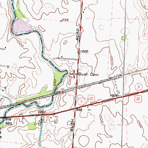 Topographic Map of Bush Cemetery, OH