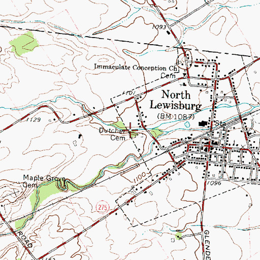 Topographic Map of Butcher Cemetery, OH