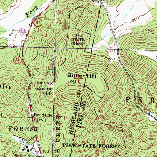 Topographic Map of Butler Hill, OH