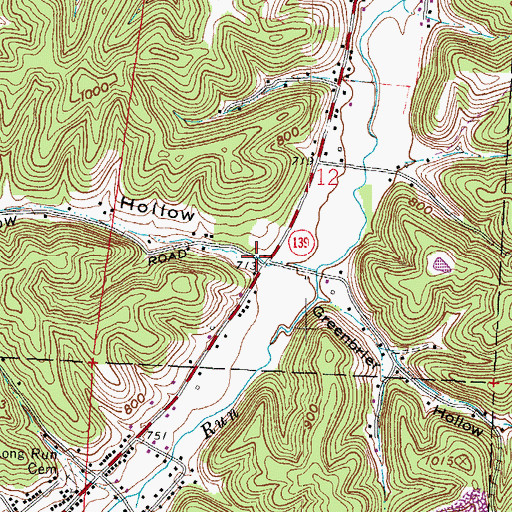 Topographic Map of Butler Hollow, OH