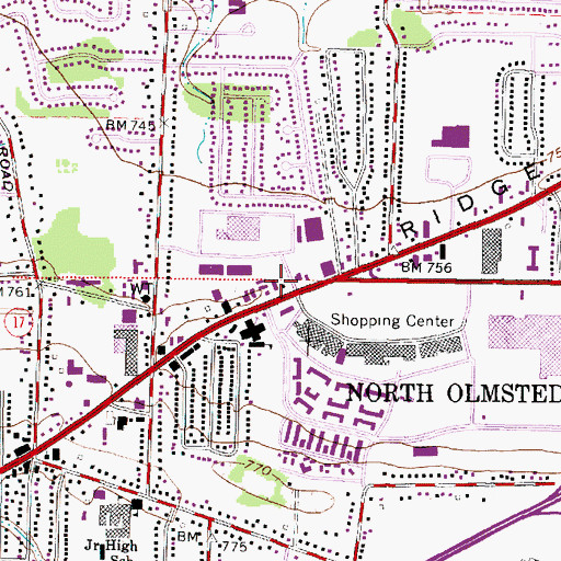 Topographic Map of Butternut Ridge, OH