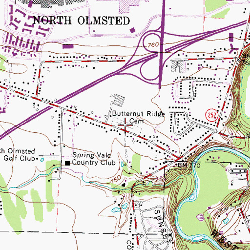 Topographic Map of Butternut Ridge Cemetery, OH