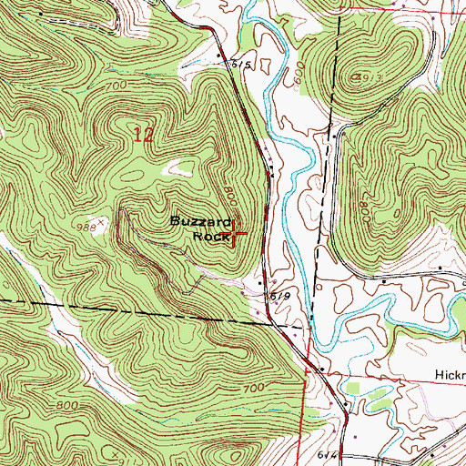 Topographic Map of Buzzard Rock, OH