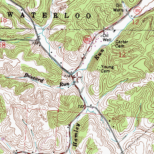 Topographic Map of Buzzard Run, OH