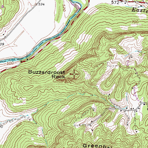 Topographic Map of Buzzardroost Rock, OH