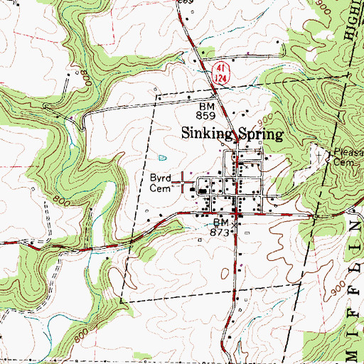 Topographic Map of Byrd Cemetery, OH