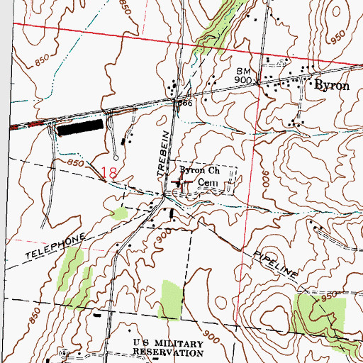 Topographic Map of Byron Church, OH