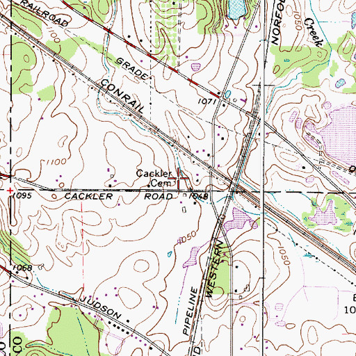 Topographic Map of Cackler Cemetery, OH