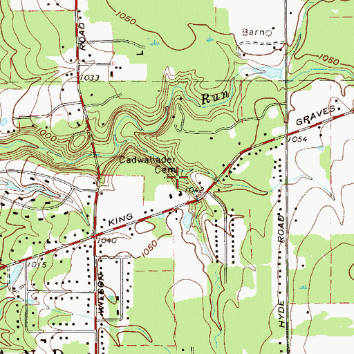 Topographic Map of Cadwallader Cemetery, OH