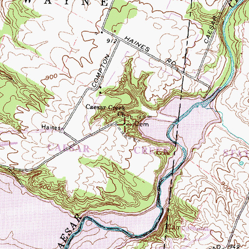 Topographic Map of Caesar Creek Church, OH