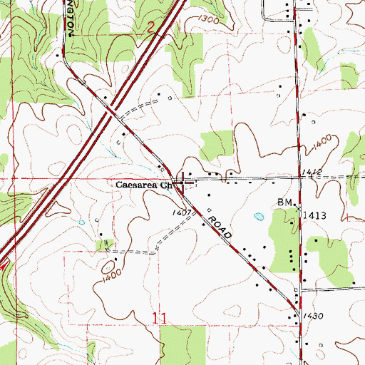 Topographic Map of Caesarea Baptist Church, OH