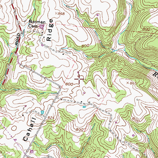 Topographic Map of Cahall Ridge, OH