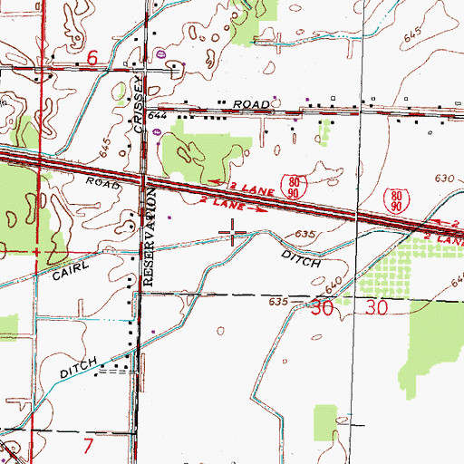Topographic Map of Cairl Ditch, OH