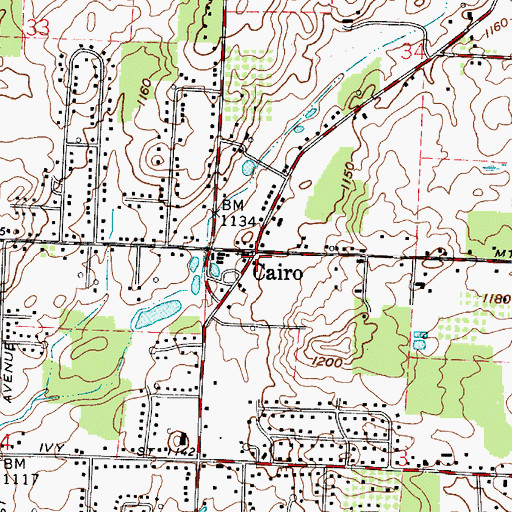 Topographic Map of Cairo, OH