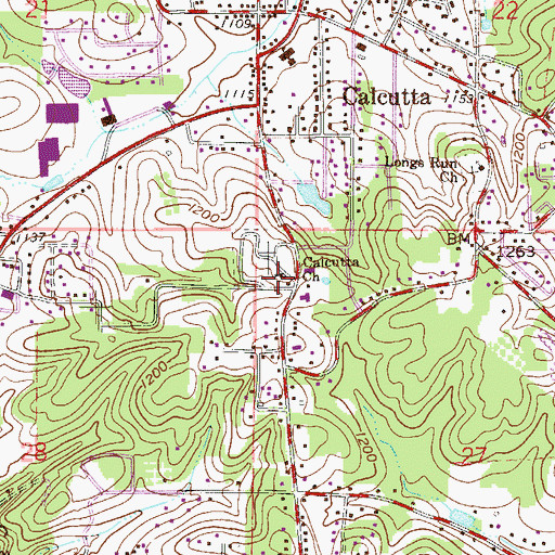 Topographic Map of Calcutta United Presbyterian Church, OH