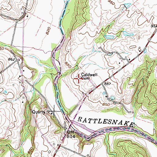 Topographic Map of Caldwell Cemetery, OH
