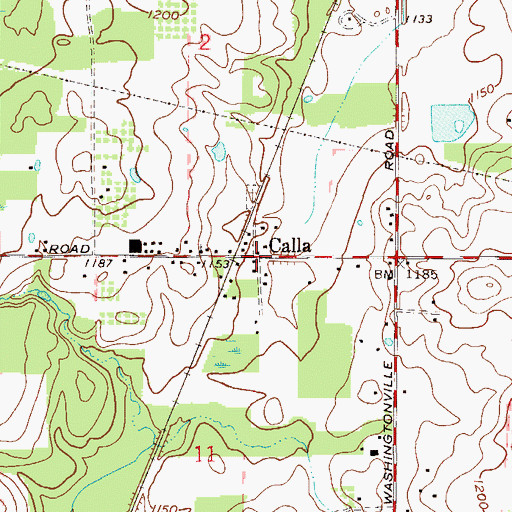 Topographic Map of Calla, OH