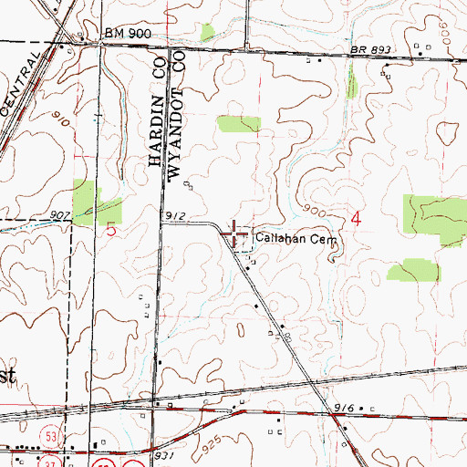 Topographic Map of Callahan Cemetery, OH
