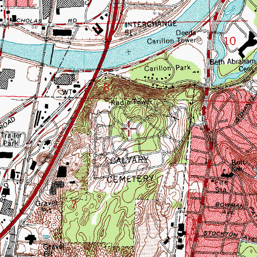 Topographic Map of Calvary Cemetery, OH