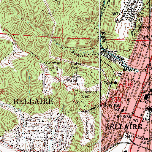 Topographic Map of Mount Calvary Cemetery, OH