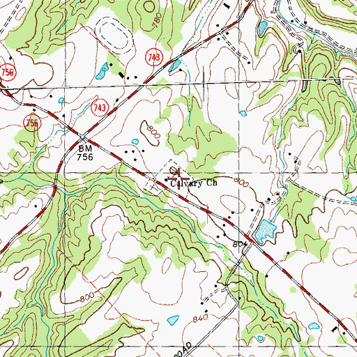 Topographic Map of Calvary Church, OH