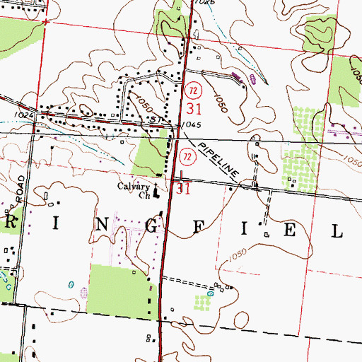 Topographic Map of Calvary Church, OH