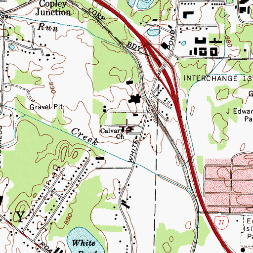 Topographic Map of Calvary Church, OH