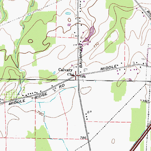 Topographic Map of Calvary Church, OH