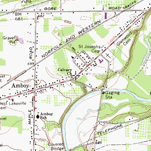 Topographic Map of Calvary Church, OH
