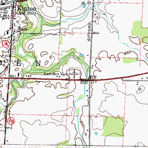 Topographic Map of Camden Cemetery, OH
