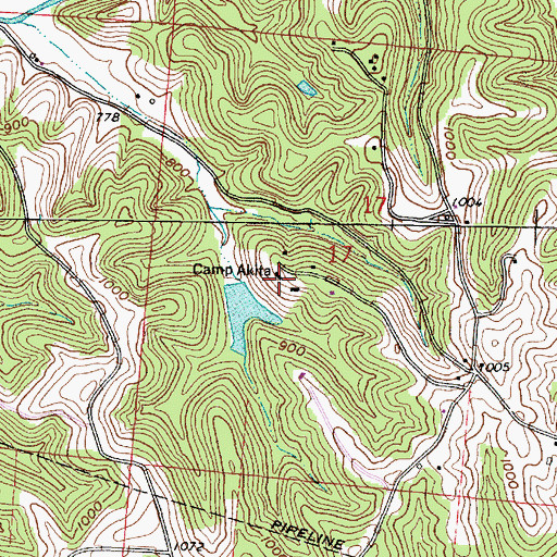 Topographic Map of Camp Akita, OH