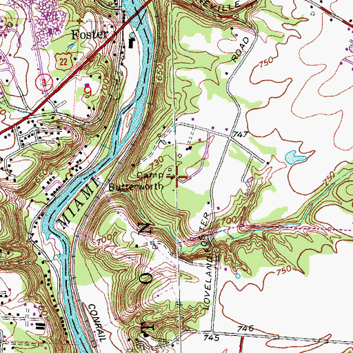 Topographic Map of Camp Butterworth, OH