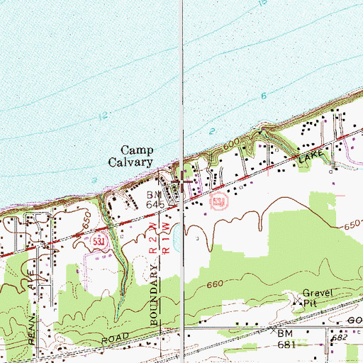 Topographic Map of Camp Calvary, OH