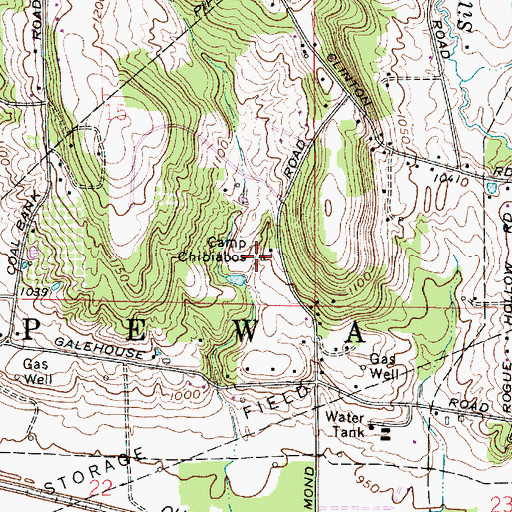 Topographic Map of Camp Chibiabos, OH