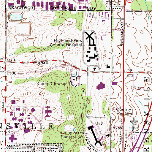 Topographic Map of Camp Cleveland, OH